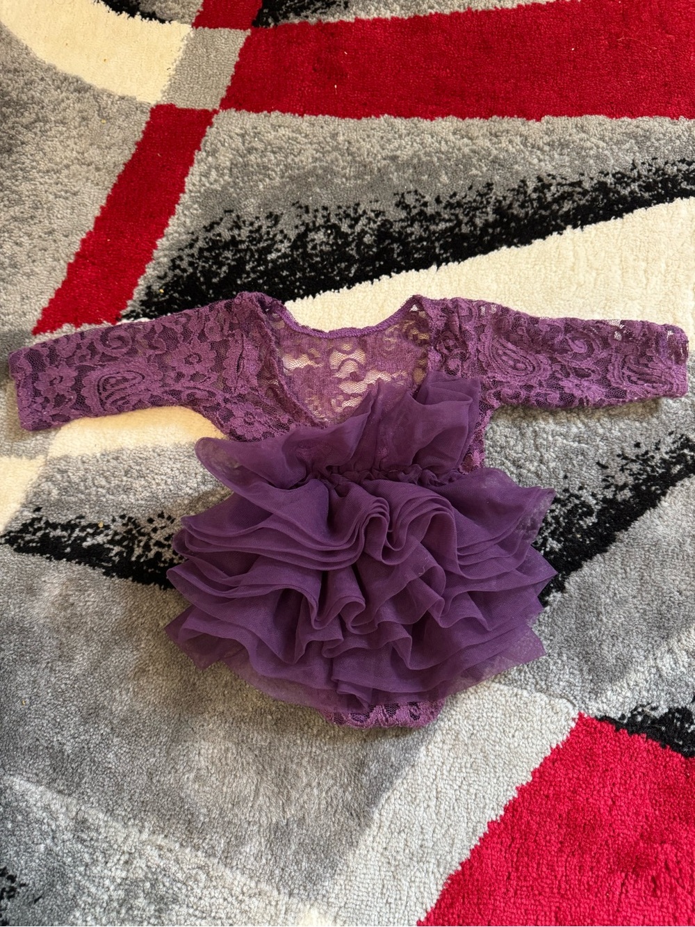 Girls Purple Lace Ruffle One-Piece Costume